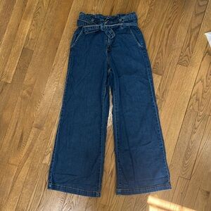Banana Republic Petite Jeans High-Rise Wide Leg Waist with Adjustable Tie Belt